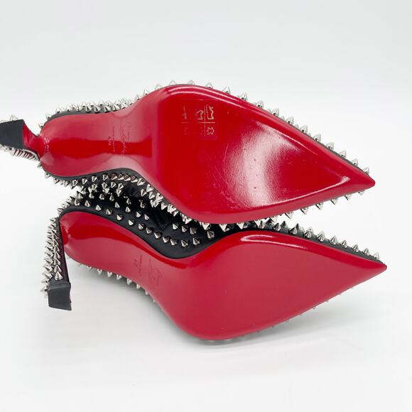 Christian Louboutin Black Condora Booty Spiked Leather Heeled Ankle Boots EU 40 - Picture 11 of 15